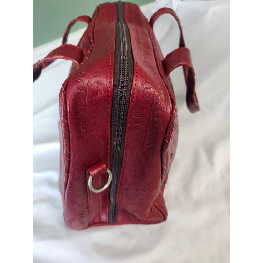 LABRADO LEATHER Satchel Red and Dark Brown - Picture 5 of 13